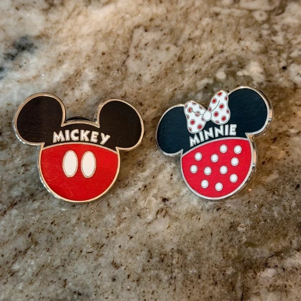 Disney Mickey Minnie Mouse Name Icon Head Pin Set